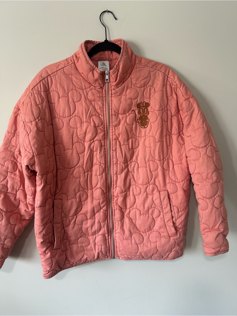 Disney Parks Pink Mickey Mouse Quilted Jacket Minnie Embroidered - Size M
